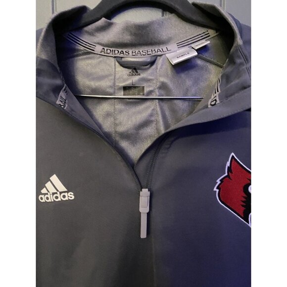 Adidas Baseball Louisville Cardinals Gray 1/4 Zip Pullover NCAA Jacket Men’s L - Picture 6 of 12